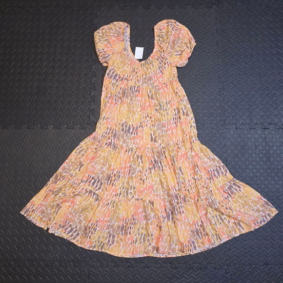 Women's VERSONA Yellow Orange Tiered Dress XS - Picture 2 of 4